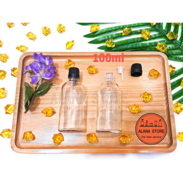 Lọ thủy tinh trong nắp tinh dầu đen 100ml
