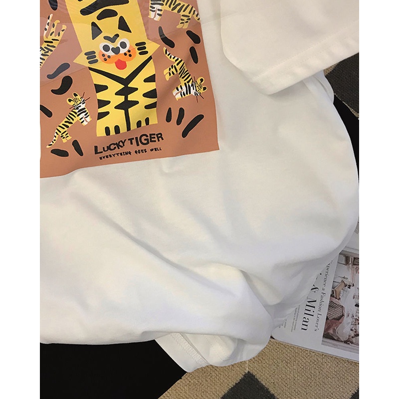 Áo Thun Tay Ngắn In Họa Tiết Phong Cách Hàn Quốc Thời Trang Xuân Hè Cho Nữ