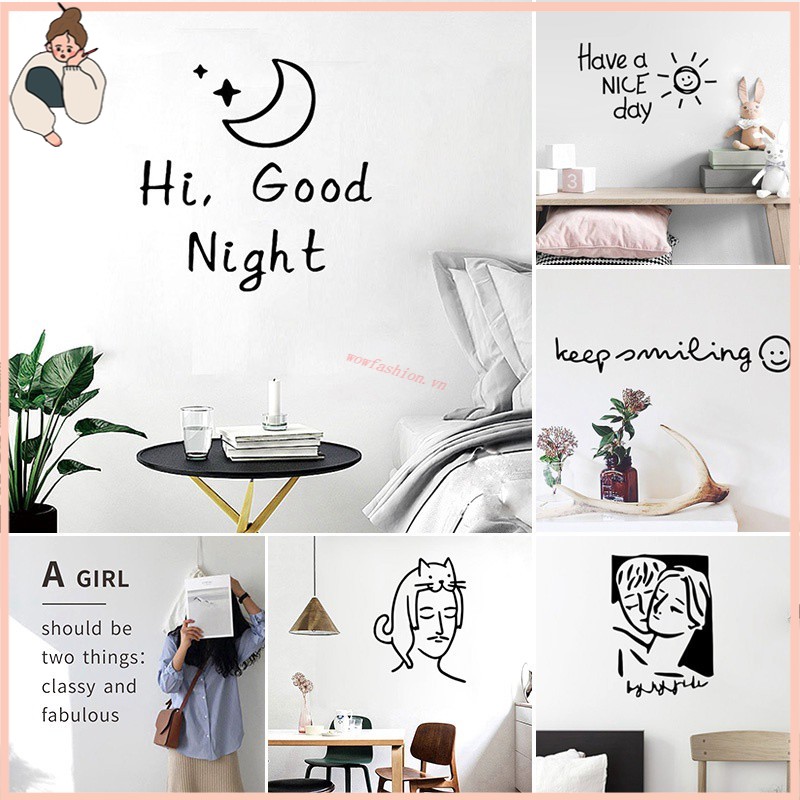 Hình dán tường họa tiết dễ thương xinh xắn dùng trang trí phòng ngủ | BigBuy360 - bigbuy360.vn