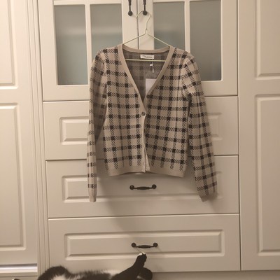 Set bra nâu + áo cardigan kẻ ô  JENNIE BLACKPINK