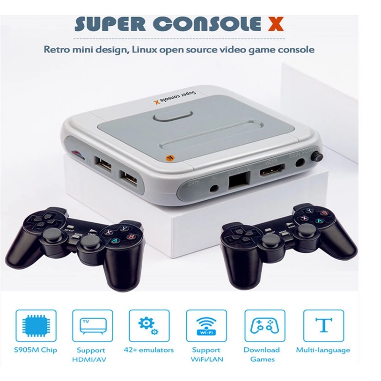 Máy chơi game SUPER CONSOLE X model 2021 - 4K HDR- HDMI - Kèm 2 Tay Cầm Chơi Game Không Dây 4.2,4G - Hơn 30.000 game