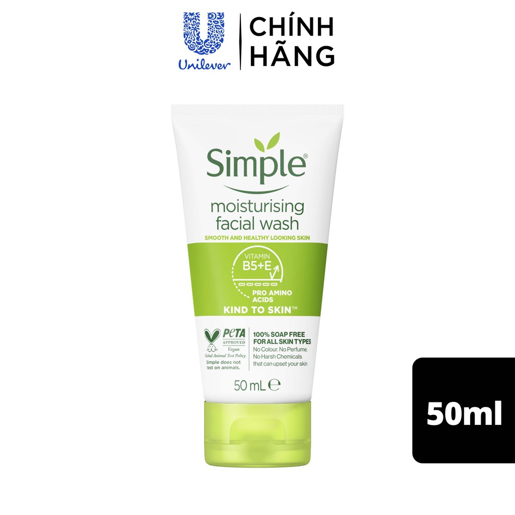Sữa rửa mặt Simple sạch sâu hiệu quả - cho da thường 50ml