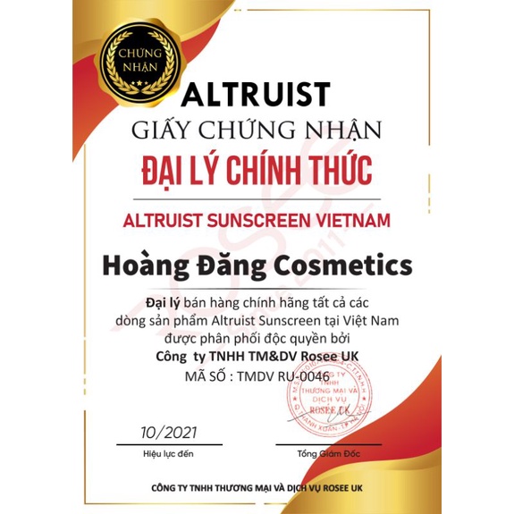 Kem Chống Nắng Altruist Dematologist suncream spF50/ SPF30(1 tuýp)