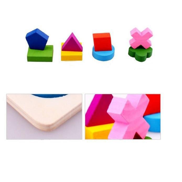 Đồ Chơi Gỗ Montessori Lắp Ghép Hình Học Giáo Dục Cho Bé