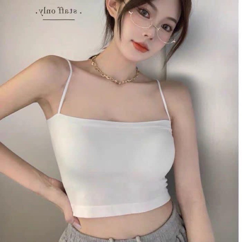 Áo hai dây sợi bún màu trắng phong cách Hàn Quốc dễ phối đồ giá rẻ