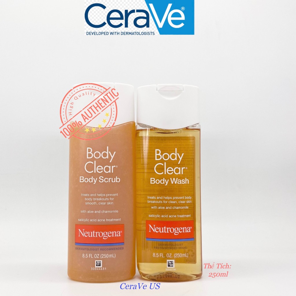 [Hàng Mỹ] Sữa Tắm Ngừa Mụn Neutrogena Body Clear Body Wash/Body Scrub 250ml