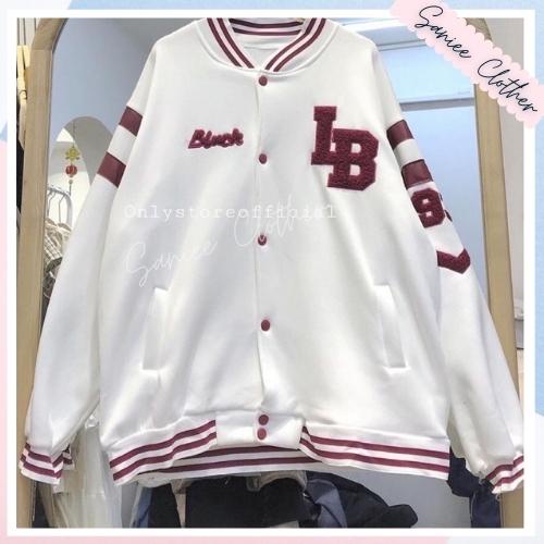 Áo khoác bomber unisex áo varsity jacket nam nữ chất nỉ cúc bấm LB 93 streetstyle Saniee Clother