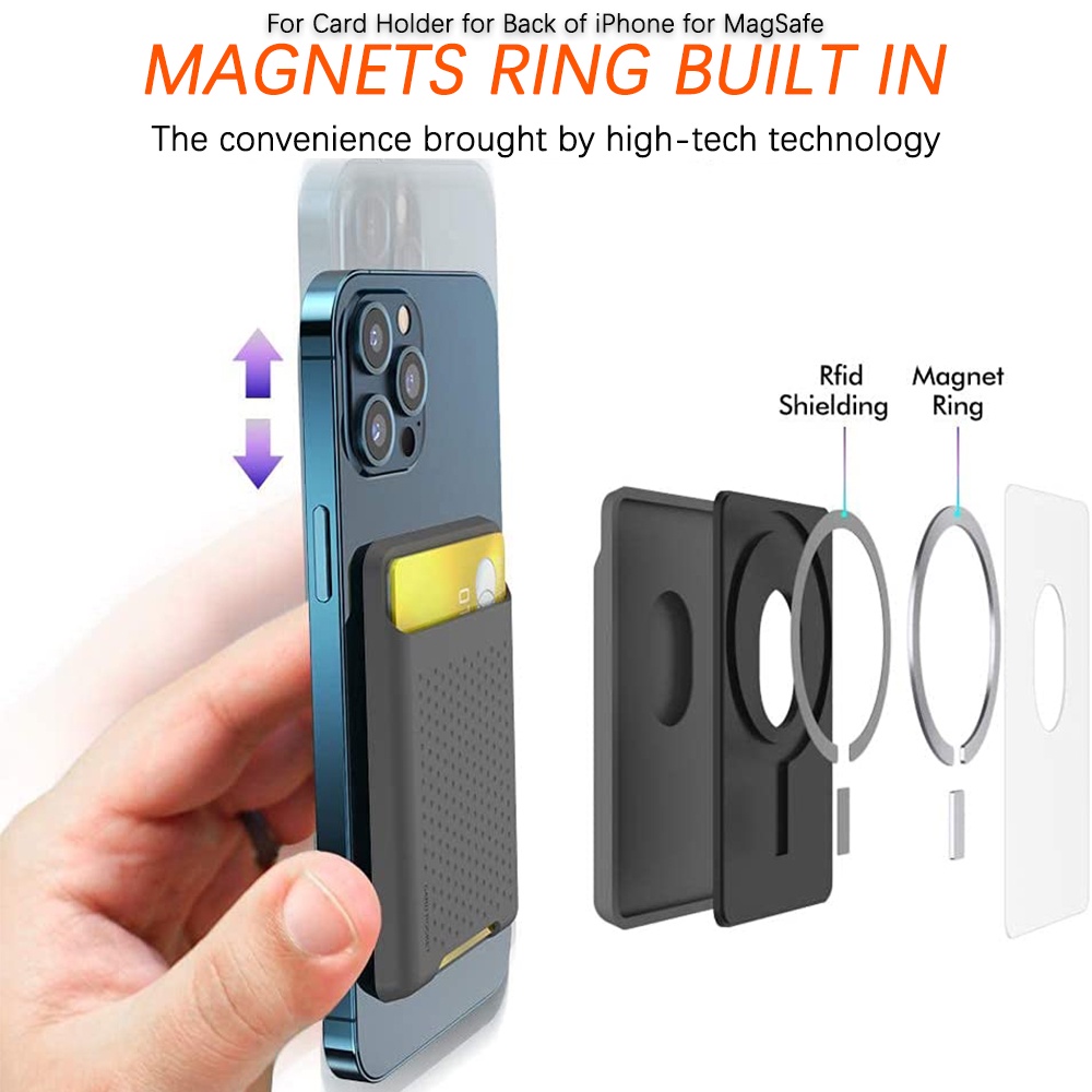 Ninki Ví Silicon Đựng Thẻ Dán Vào Ốp Điện Thoại Chất Lượng Cao cho iPhone 13, iPhone 12 Models, Magnetic Card Holder Silicone Sleeve Compatible with iPhone 12/Pro/Max/Mini