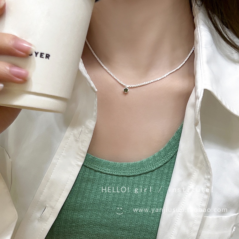 Vòng cổ Bạc Đính Kim Cương Lấp Lánh Thời Trang Hàn Quốc Cho Nữ