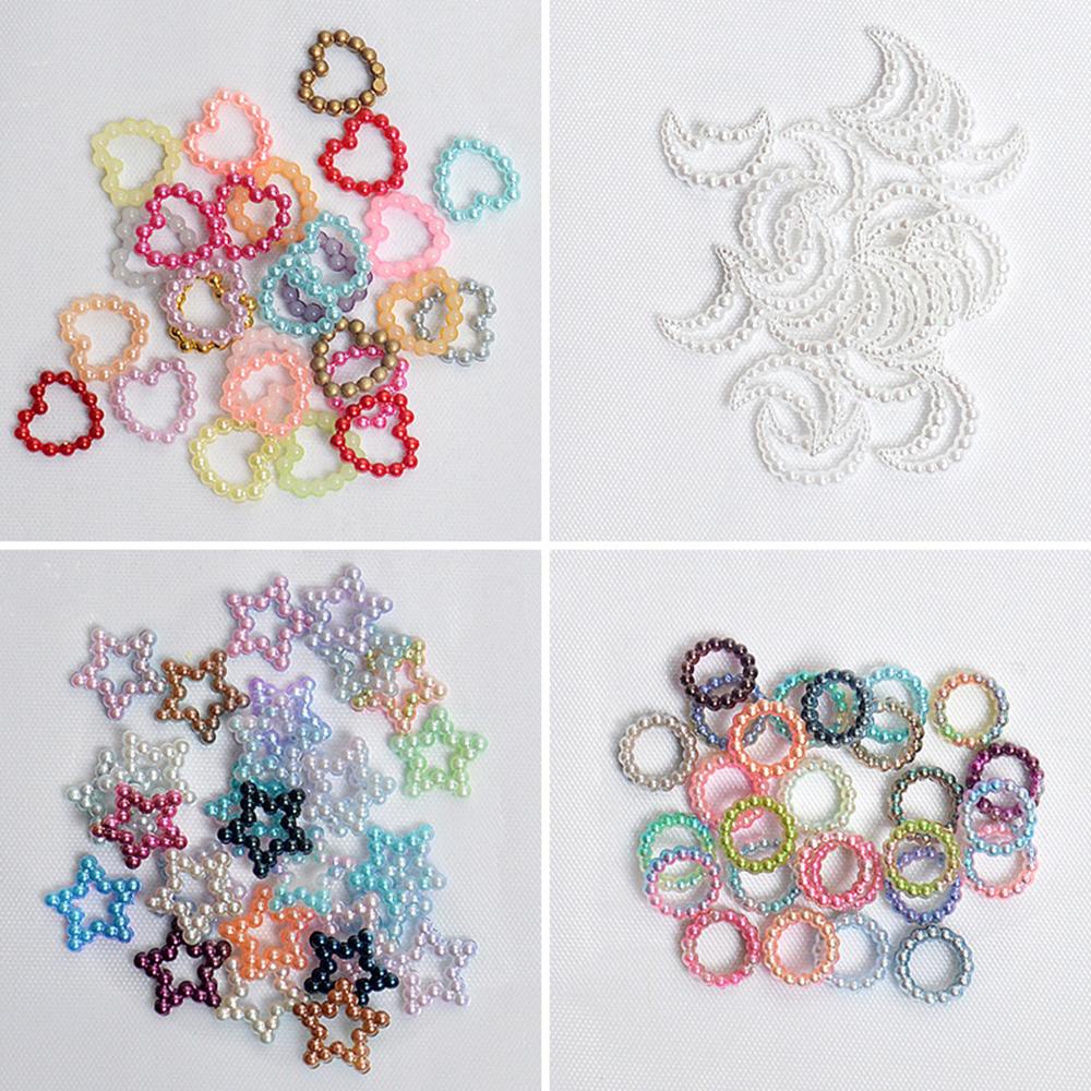 MOCHO Phụ Kiện Trang Trí Móng Tay 3D Hình Trăng Sao Trái Tim Lưng Phẳng Đính Ngọc Trai Cho Nữ