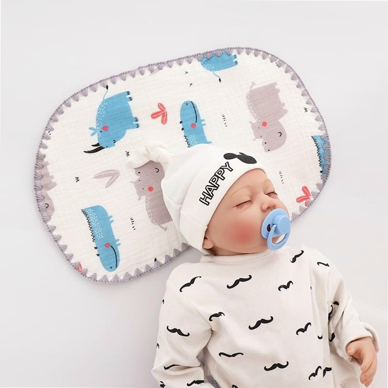 Manny. Gối xô sơ sinh cotton 10 lớp mềm mại, thoáng khí cho bé loại 1