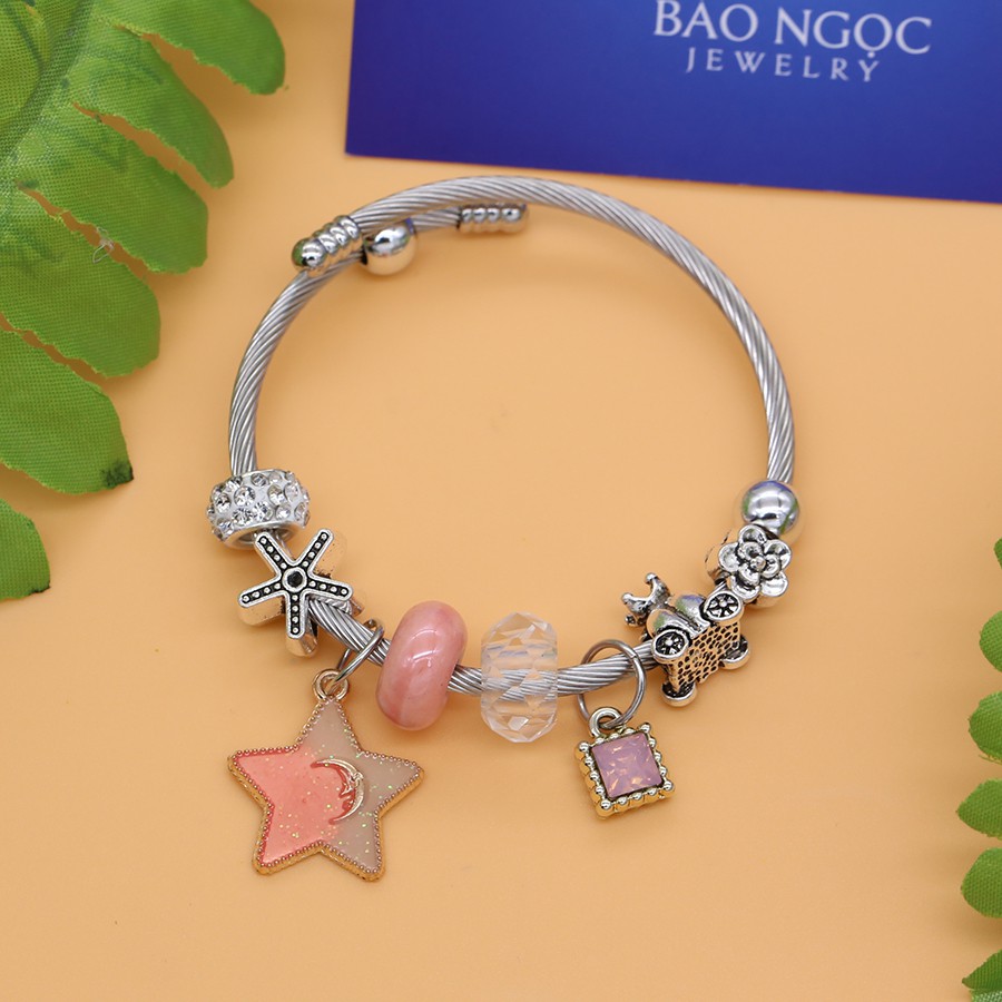 Lắc Tay Bạc Cao Cấp Charm Ngôi Sao XB-L06