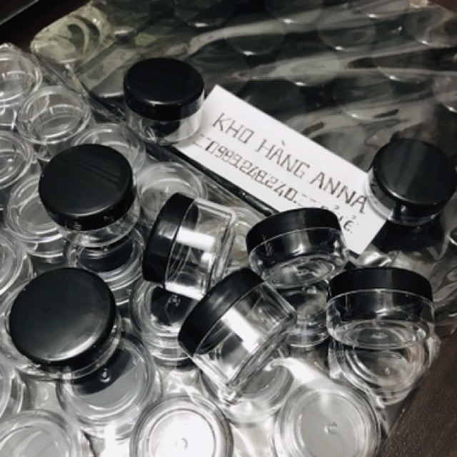 Combo 100 hủ tròn nhựa nắp đen 30gr/ 20gr / 10gr/ 5gr/ 3gr- vỉ 50 hủ nhựa trong suốt nắp đen- hủ nhựa nhỏ- hủ nhựa tròn