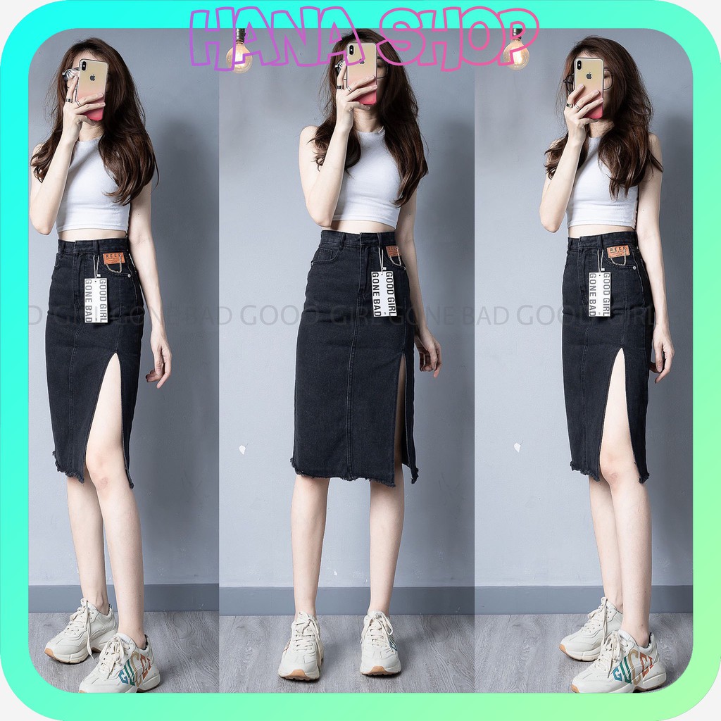 Váy Jean Dài Nữ Xẻ Tà Lưng Cao Kiểu ULZZANG | BigBuy360 - bigbuy360.vn
