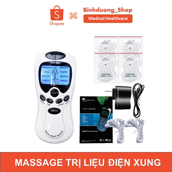 Máy Massage Xung Điện 4 miếng dán Health Herald tặng kèm adapter mã MK92