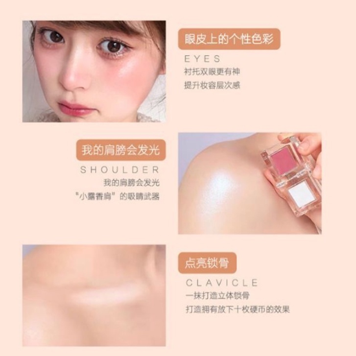 [Hàng mới về] Phấn má hồng dạng khối hai màu sắc tự nhiên lâu trôi độ bóng cao xinh xắn | BigBuy360 - bigbuy360.vn