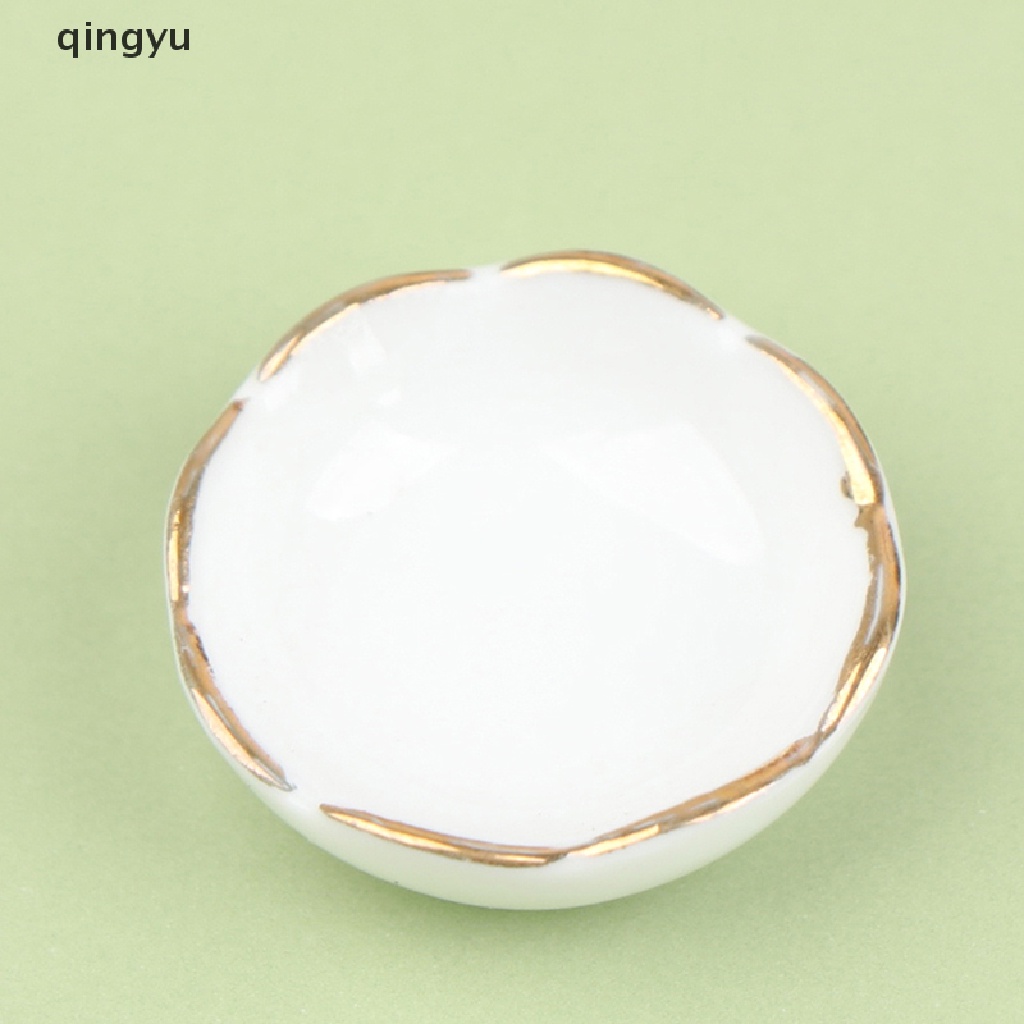 Bộ 4 Chén Dĩa Gốm Sứ Trắng Trang Trí Nhà Búp Bê 1: 12