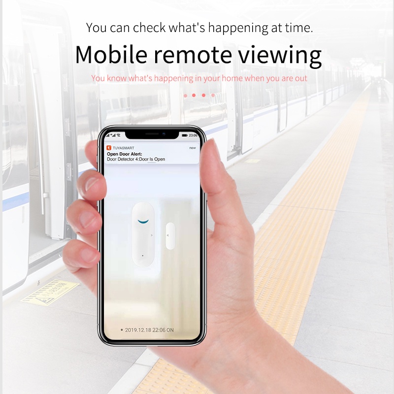 Cảm biến mở cửa không dây thông minh kết nối wifi có chuông báo chống trộm cho Alexa Google Home Tuya AP COD