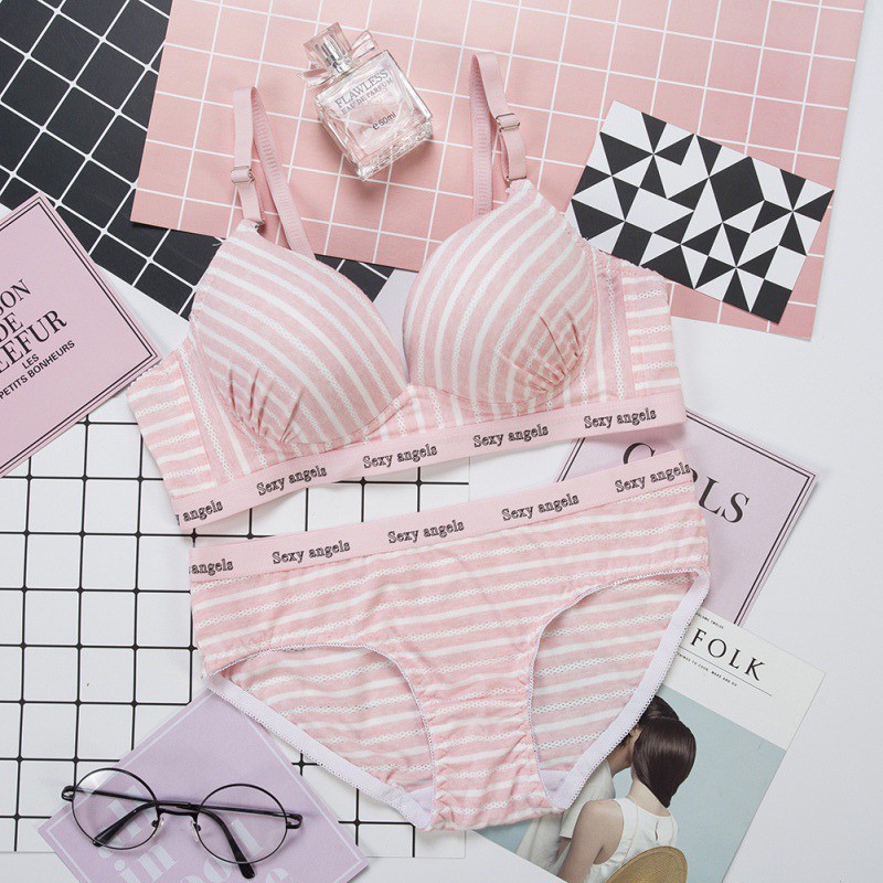 Set đồ lót cotton họa tiết kẻ sọc cho nữ | BigBuy360 - bigbuy360.vn