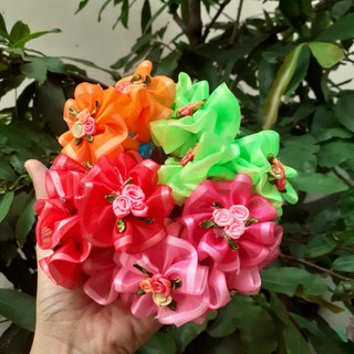 Một cặp cột tóc vải hoa hồng cho bé (mã XX)
