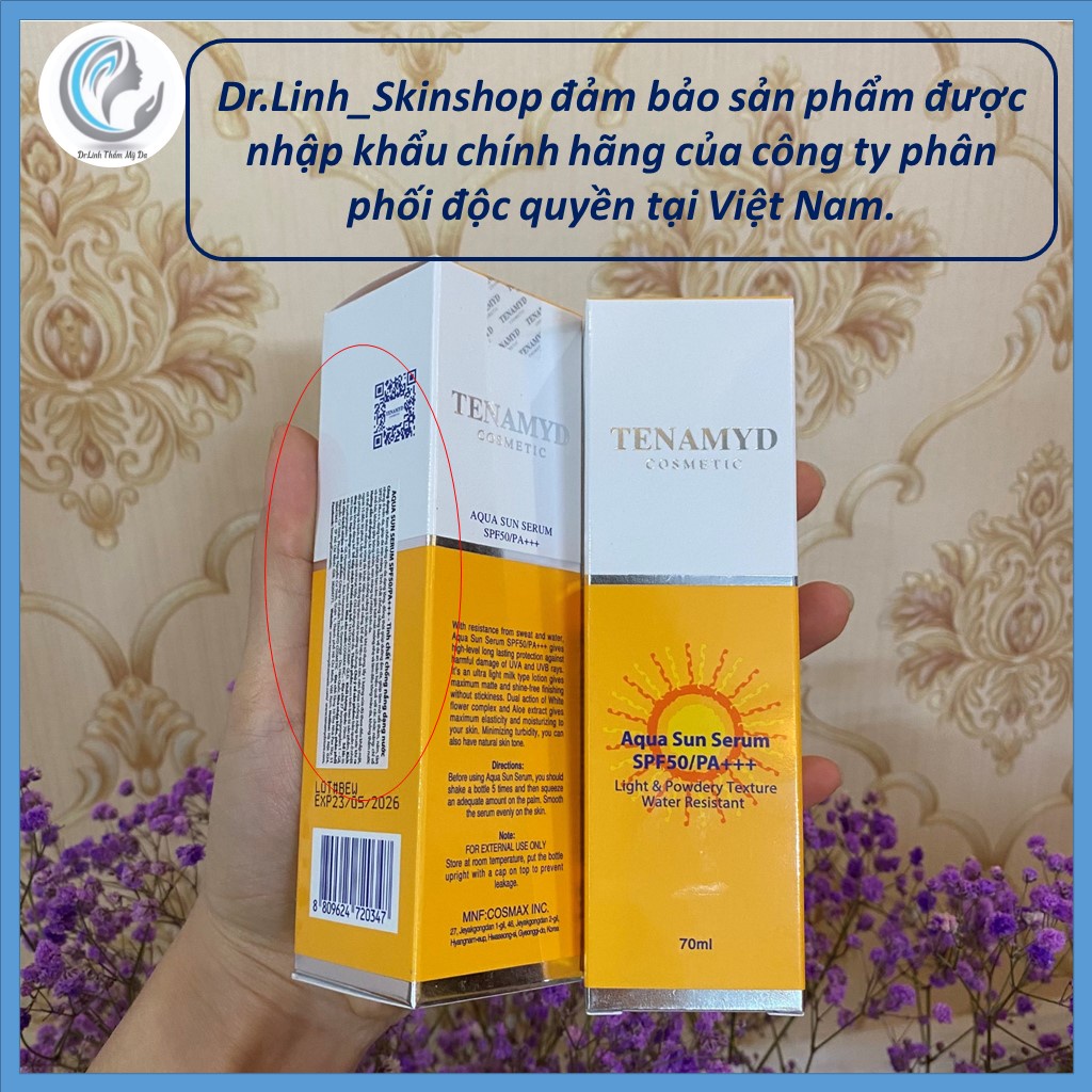 Kem chống nắng cho da dầu mụn da khô hỗn hợp dạng huyết thanh Tenamyd Aqua sun serum spf 50+ CN05