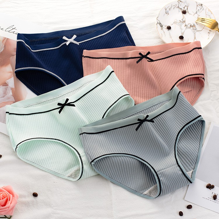 Quần lót nữ cotton gân tăm nơ đen thun lạnh dễ thương sexxy gợi cảm