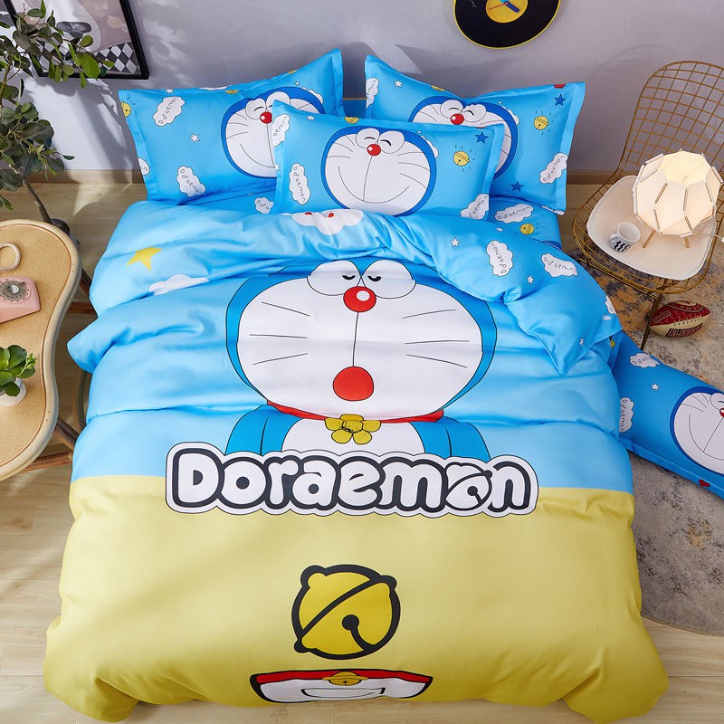 Doraemon Bộ Chăn Ga Và Vỏ Gối In Hình Doremon Dễ Thương