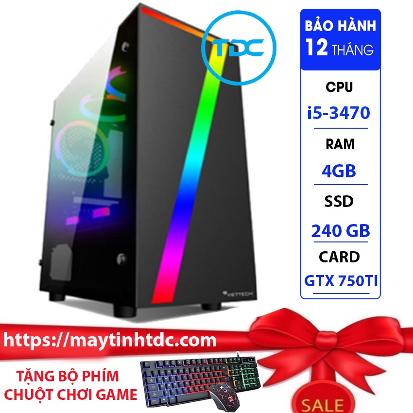 Case MAX PC GAMING X7 CPU Core i5-3470 Ram 4GB SSD 240GB GTX 750TI Chơi PUBG,LOL,CF,Fifa4,Đế chế...+Bộ Phím Chuột Game