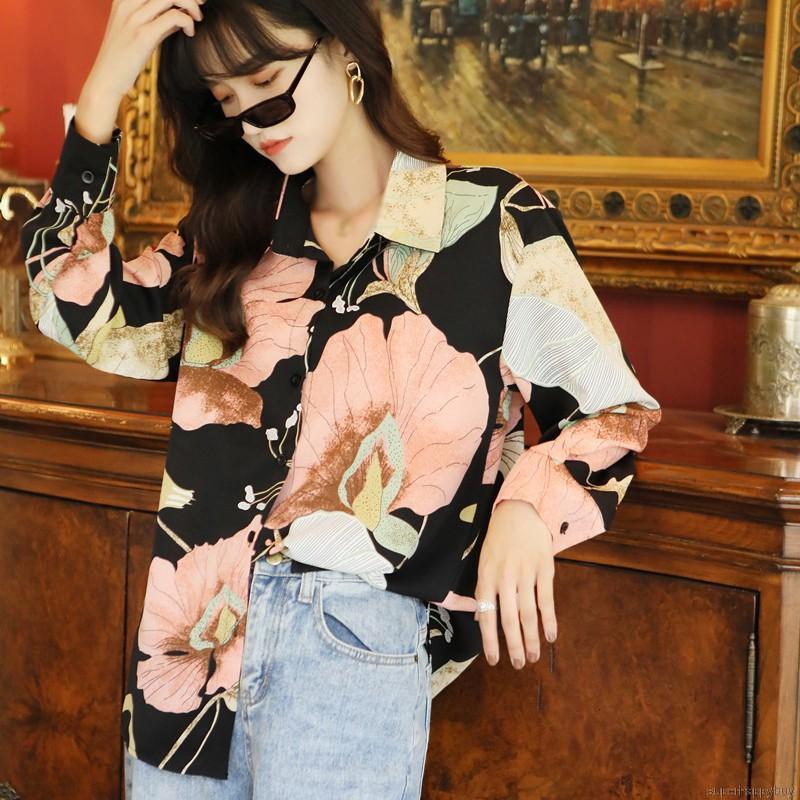 Áo sơ Mi Bằng Vải Voan Tay Dài Hoạ Tiết Hoa Phong Cách Cổ điển Cho Nữ