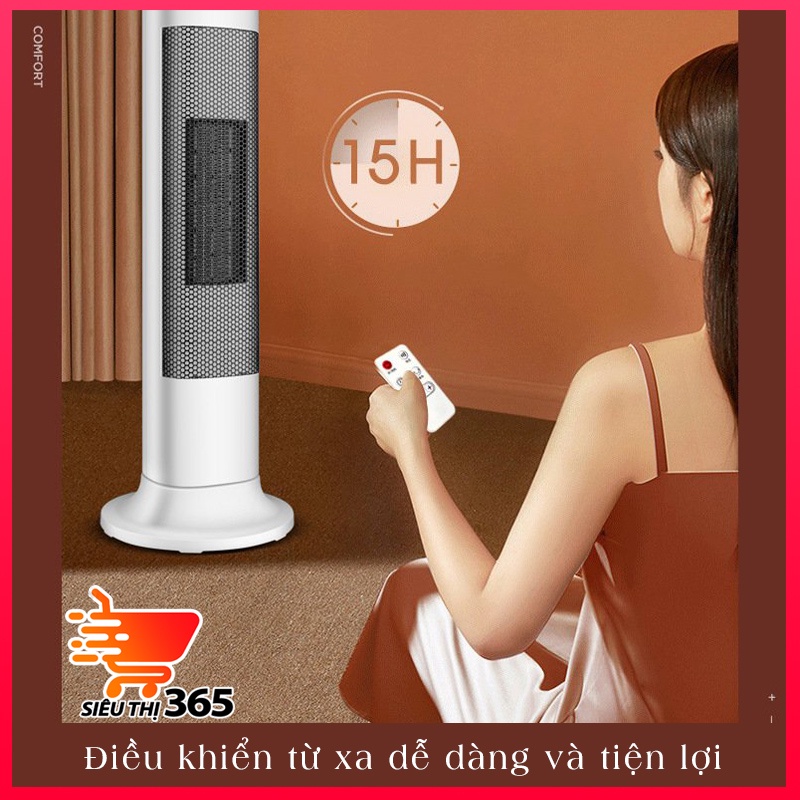 Máy sưởi ấm_quạt sưởi ấm,máy sưởi gốm_Điều khiển từ xa_dáng đứng cao cấp -Ấm áp - An toàn - Đầu xoay góc rộng đa năng