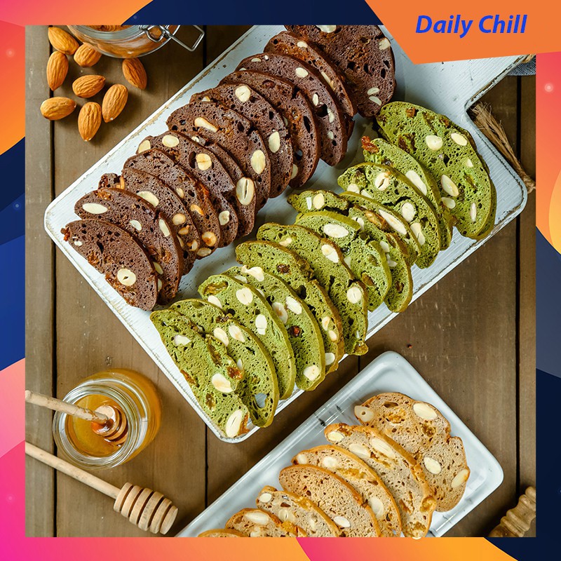 Bánh BISCOTTI 3 vị 250Gram Daily Foods Bánh ăn kiêng giảm cân không đường