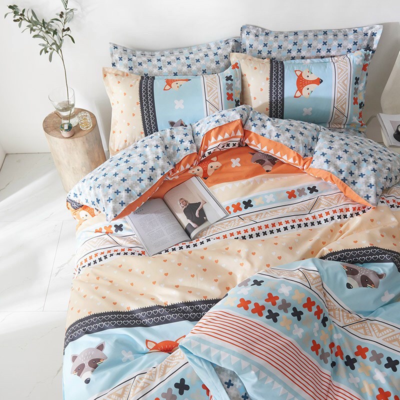 Bộ chăn Ga và Gối Cotton Poly Vintage nhập khẩu Size M2,M4,M6,M8,2M2