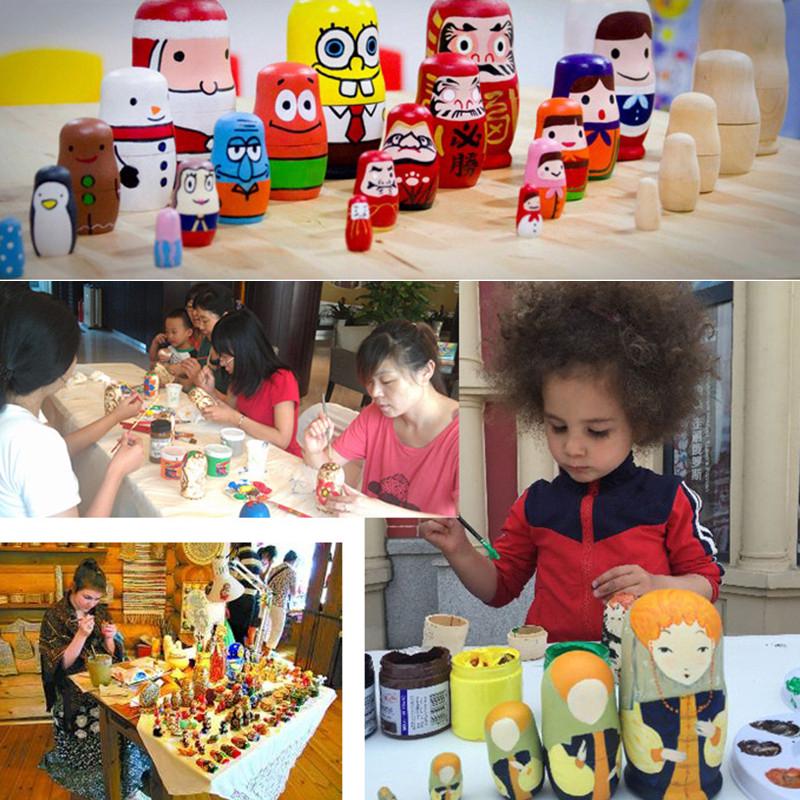 Bộ 5 búp bê Nga Matryoshka bằng gỗ chưa hoàn thành