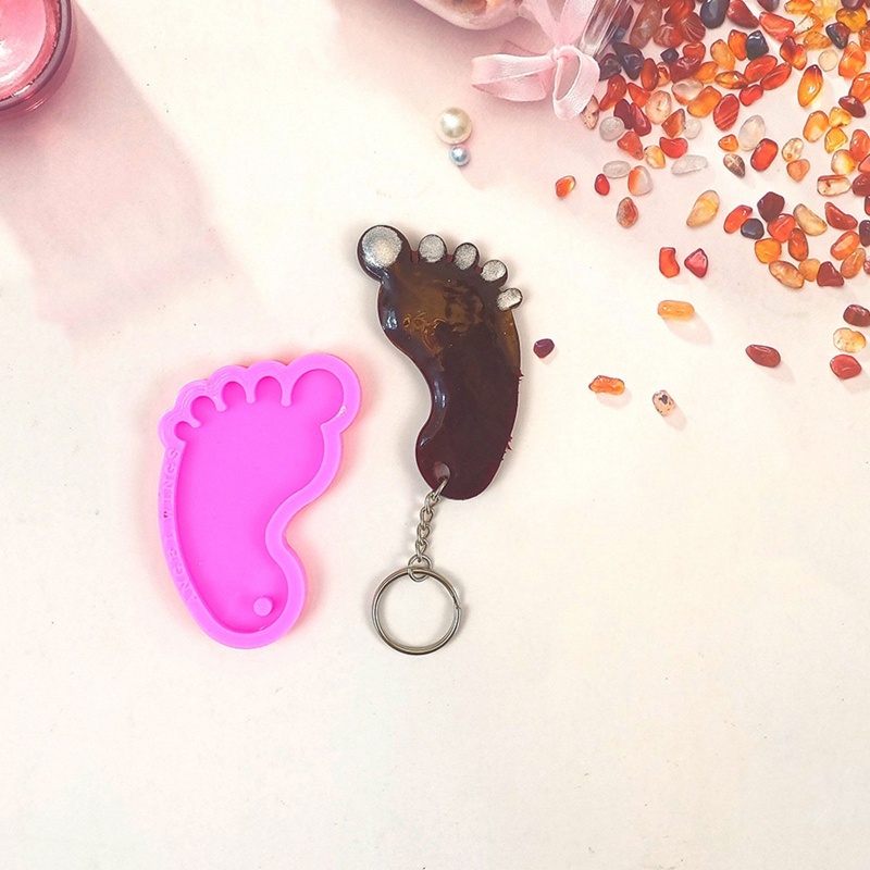 ✿ Khuôn Silicone Làm Móc Khóa Hình Bàn Chân Sáng Tạo