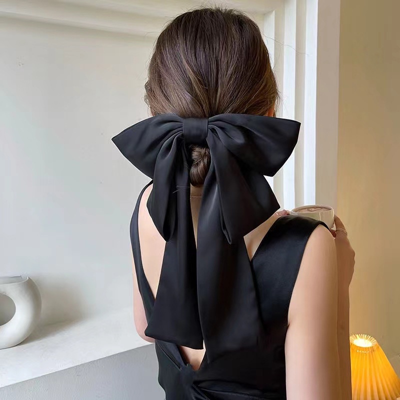 Kẹp Tóc Hình Nơ Lớn Bằng Satin Chất Lượng Cao Thời Trang Hàn Quốc Cho Nữ