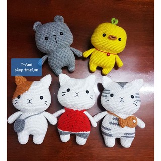 [sẵn móc khóa]Gấu mèo len handmade quà tặng cho bé