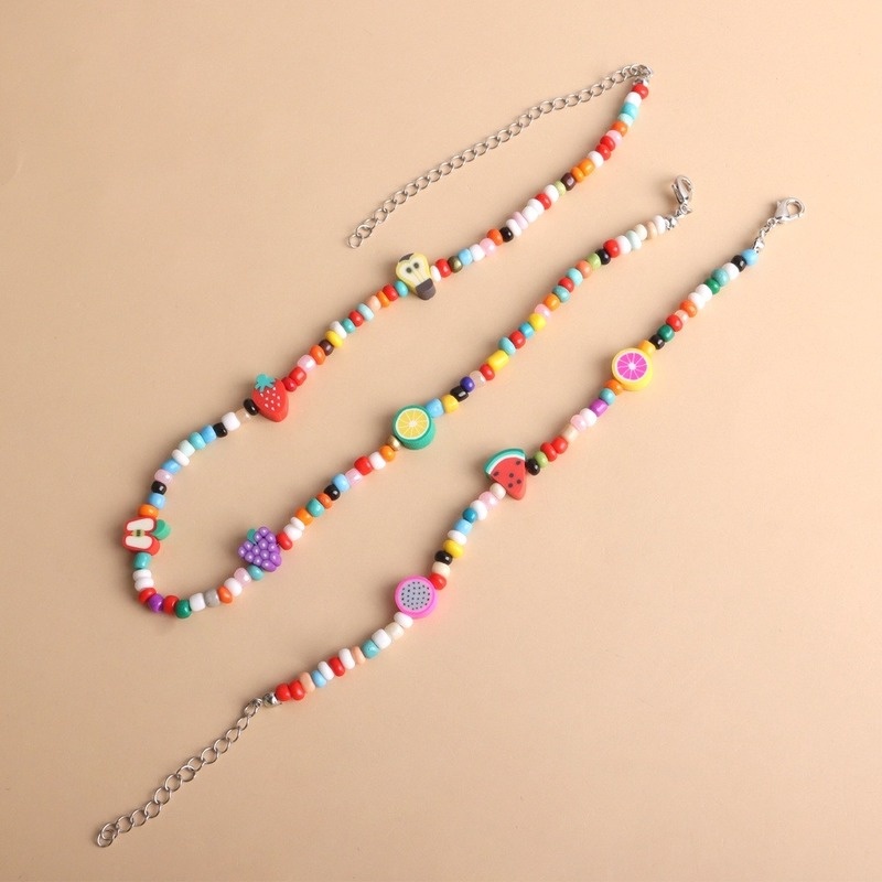 Set dây chuyền + vòng tay MANYUE mặt trái cây nhiều loại ngọt ngào cho nữ (có bán lẻ)