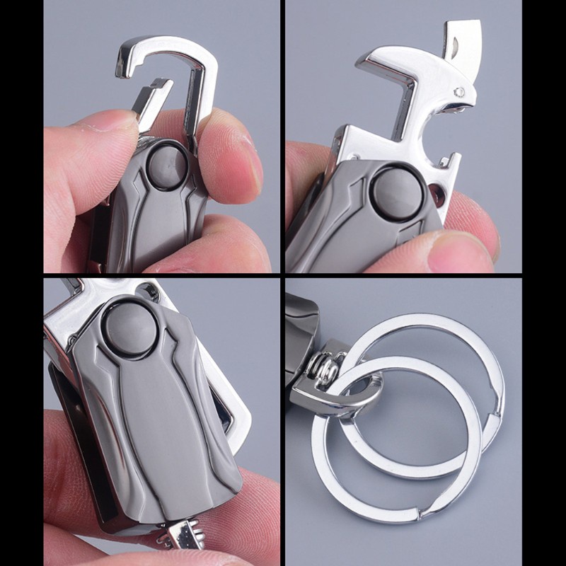 Móc khóa xoay 4 trong 1 có đồ mở nắp chai/ màn hình điện thoại tiện dụng