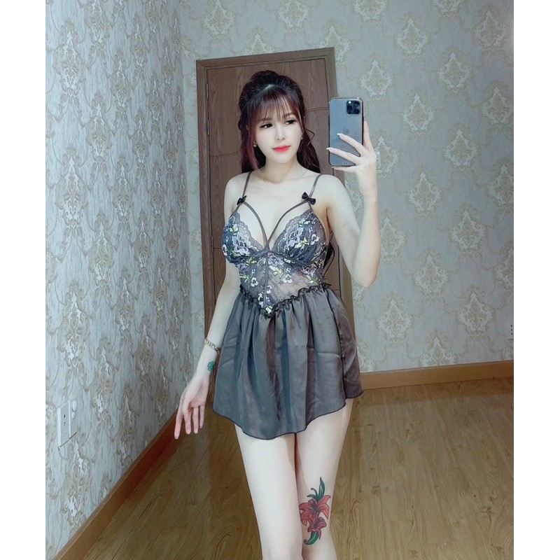 Váy ngủ sexy nữ  Freeship  Váy ngủ sexy nữ gợi cảm phối ren mềm siêu quyến rũ Freesize dưới 60kg | BigBuy360 - bigbuy360.vn