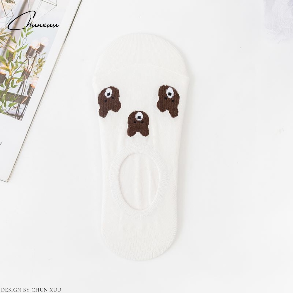 Tất cổ ngắn nữ đi giày, hài, họa tiết gấu nâu đáng yêu ChunXuu T07