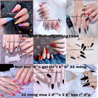 Móng úp thợ Nail thiết kế bộ 12-14 móng phom tròn nhọn .