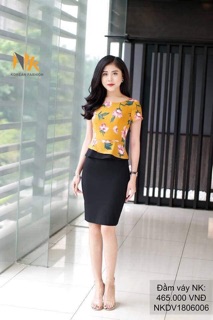 Đầm ôm peplum phối hoa V246