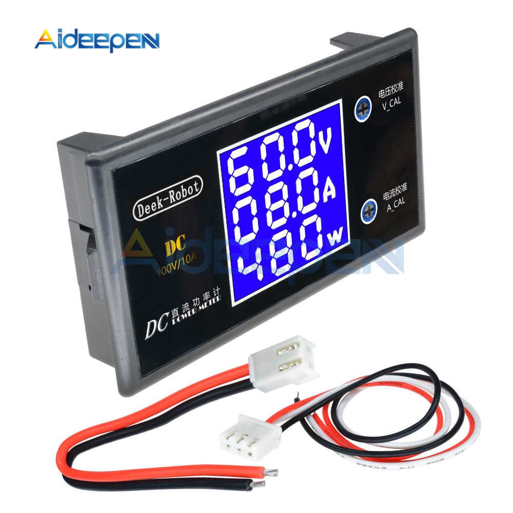 Đồng hồ đo vôn kế / công suất / dòng điện 0-100V 10A màn hình LCD 12 24 36V 1000W
