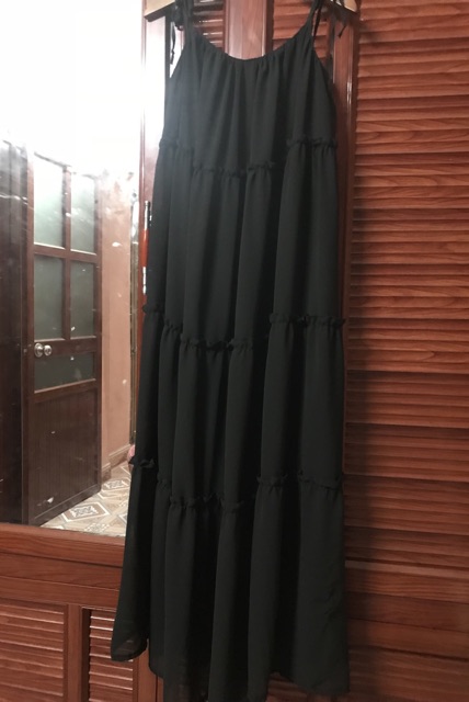Váy hai dây 4 tầng nhún bèo ( kèm hình ảnh thật)