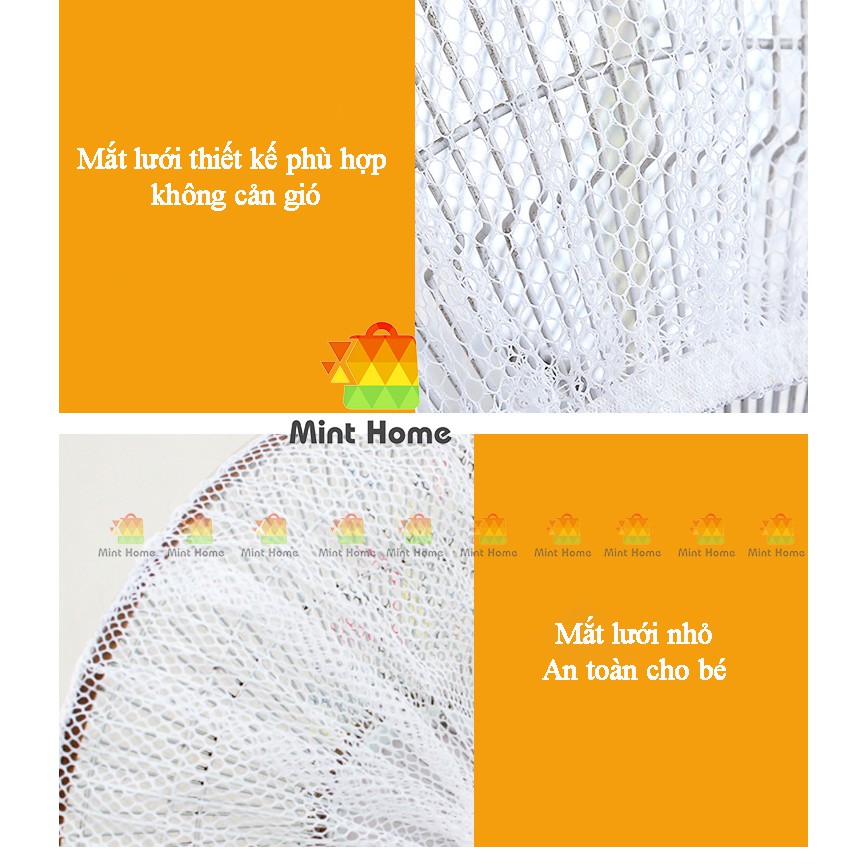Lưới vải bọc lồng quạt máy có khóa dây rút an toàn cho bé ngăn bụi bẩn họa tiết hoạt hình thú dễ thương