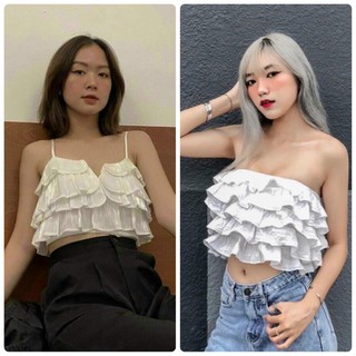 ÁO CROPTOP TẦNG BÈO (KÈM VIDEO HÌNH THẬT)