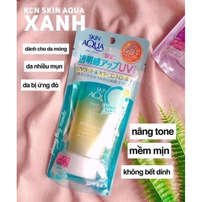 Kem Chống Nắng Dưỡng Ẩm Nâng Tông Che Khuyết Điểm Sunplay Skin Aqua Tone Up UV SPF50+ PA++++ 50g (Màu Xanh) [HangNhat]