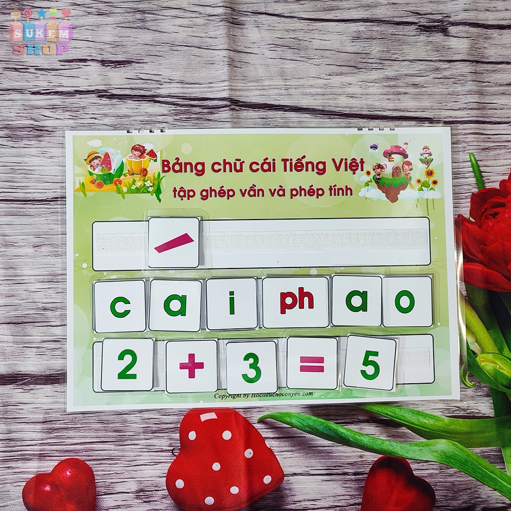 Bảng chữ cái tiếng việt kèm chữ ghép và số bóc dán treo tường cho bé