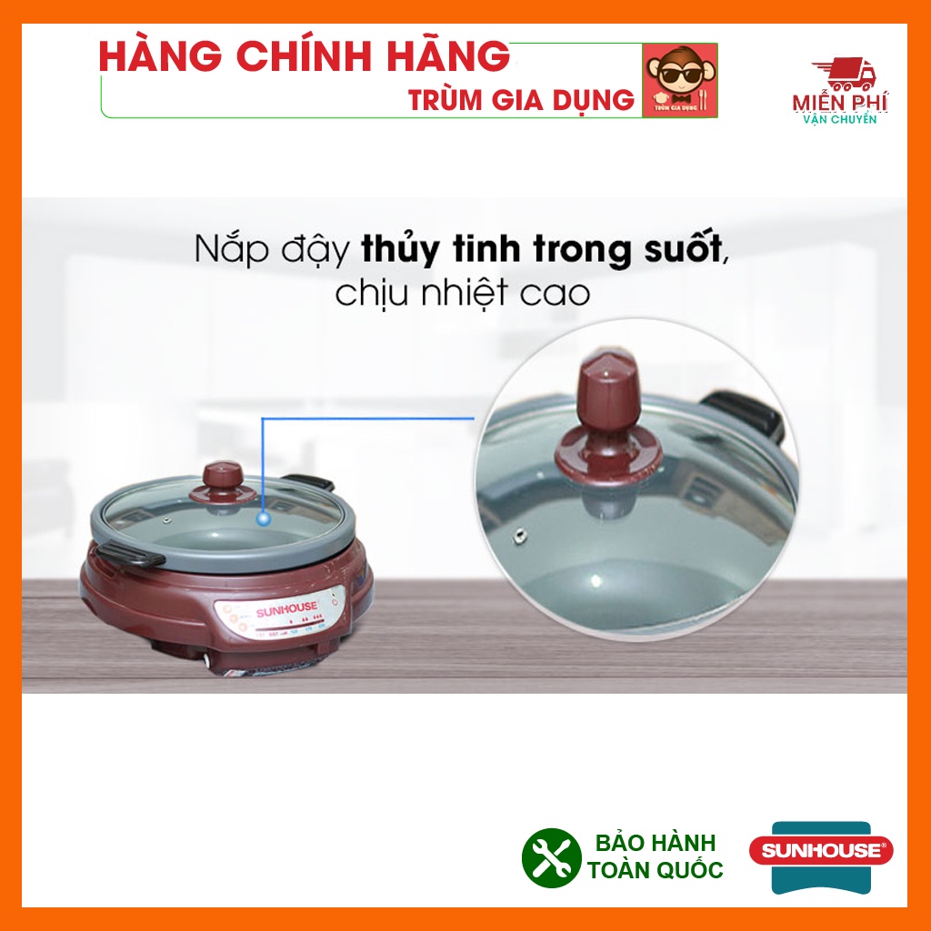 Nồi lẩu điện Sunhouse 3,5L SH535, Nồi lẩu Sunhouse SH535 bảo hành chính hãng toàn quốc 1 năm bởi Trùm Gia Dụng