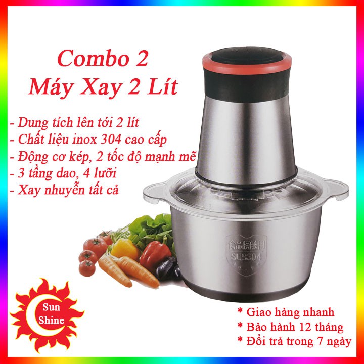Cối Xay Thịt Cua Cá ⚡️Bảo Hành 24 Tháng⚡️ Máy Xay Đa Năng 2 Lít